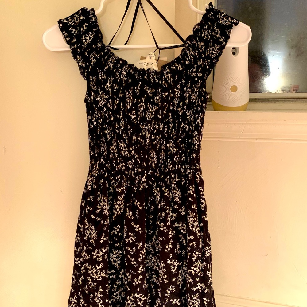 Black And White Floral Midi Sundress